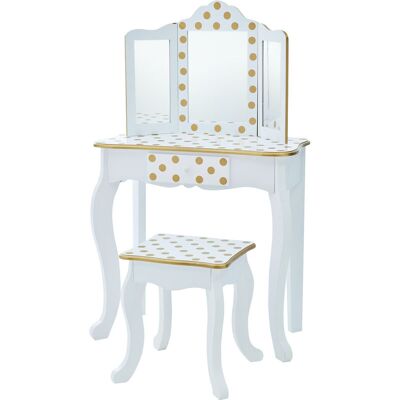TEAMSON KIDS - Toletta In Legno Oro Con Sgabello E Specchio Per Bambini Td-11670m TEAMSON KIDS - Toletta In Legno Oro Con Sgabello E Specchio Per Bambini Td-11670m