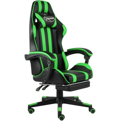 VIDAXL - Sedia Da Gaming Con Poggiapiedi Nero E Verde In Similpelle VIDAXL - Sedia Da Gaming Con Poggiapiedi Nero E Verde In Similpelle