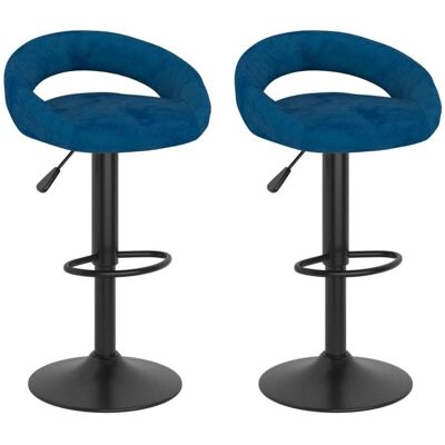 Set di 2 sgabelli da bar in velluto blu vidaXL Set di 2 sgabelli da bar in velluto blu vidaXL