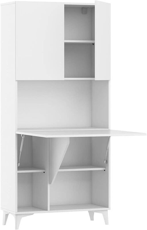 BIM FURNITURE - mobile scrivania computer libreria megan H175x80x36cm bianco lucido