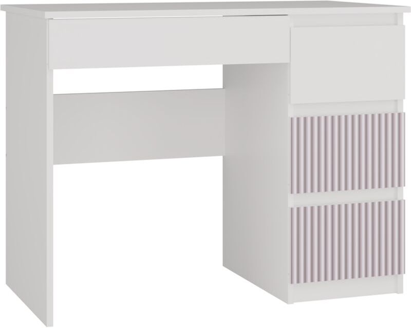 TOPESHOP - meso - Scrivania in stile moderno/camera dei bambini - 98x51x76 cm - 4 cassetti a destra - Bianco e rosa