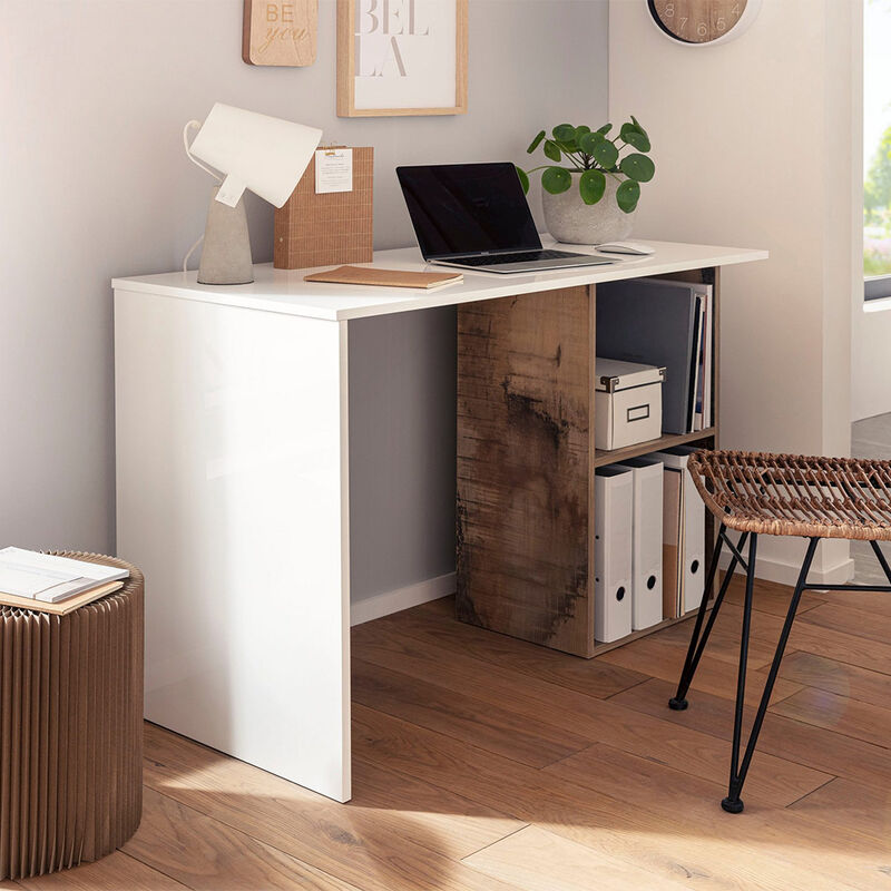 WEB FURNITURE Scrivania design innovativo 110x50cm casa smart working ufficio Conti Acero