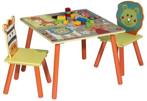 WOLTU Set di Tavolo e 2 Sedie per Bambini Gioco Tavolino Set Mobili in Legno -