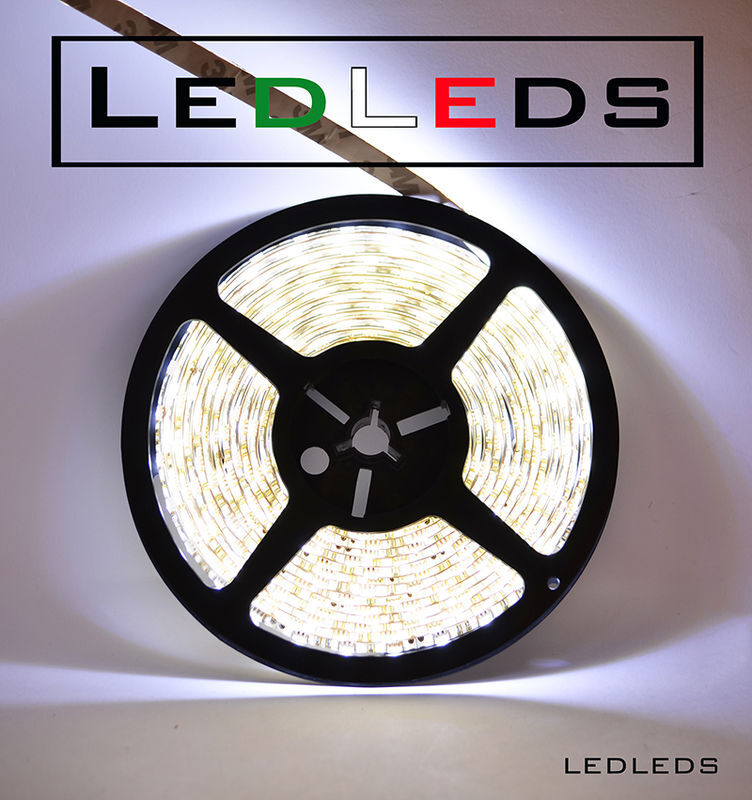 LED LEDS 300 led 3528 strip striscia 5m 12V bianco impermeabile luce fedda auto moto metr