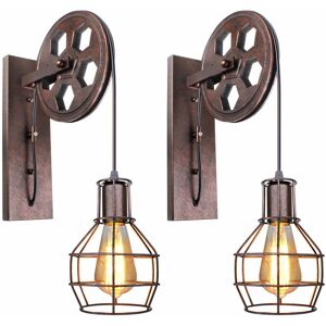 AXHUP Applique, Lampada Da Parete In Ferro Industriale Stile, Creativo Illuminazione Puleggia Edison E27 Per Cucina Isaland Camera Da Letto (2x Ruggine) AXHUP Applique, Lampada Da Parete In Ferro Industriale Stile, Creativo Illuminazione Puleggia Edison E27 Per Cucina Isaland Camera Da Letto (2x Ruggine)