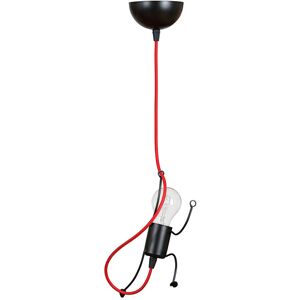 EMIBIG LIGHTING Sospensione 1 Luce Moderna Bobi In Acciaio Nero E Cavi Rossi A Figura Umana EMIBIG LIGHTING Sospensione 1 Luce Moderna Bobi In Acciaio Nero E Cavi Rossi A Figura Umana