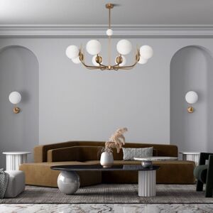 MAYTONI Lampadario Contemporaneo Rendez-vous Metallo Ottone 8 Luci E Diffusori Bianchi MAYTONI Lampadario Contemporaneo Rendez-vous Metallo Ottone 8 Luci E Diffusori Bianchi