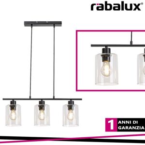 RABALUX Miroslaw, Glass Pendant Lamp, E27 3x Max 40w, Matt Black RABALUX Miroslaw, Glass Pendant Lamp, E27 3x Max 40w, Matt Black