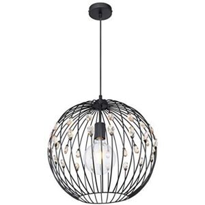 Globo Lampada A Sospensione Con Cristalli Luce Per Soggiorno Luce A Sospensione Per Sala Da Pranzo, Metallo Ambra, Nero, 1x E27, Dxh 40x120 Cm Globo Lampada A Sospensione Con Cristalli Luce Per Soggiorno Luce A Sospensione Per Sala Da Pranzo, Metallo Ambra, Nero, 1x E27, Dxh 40x120 Cm