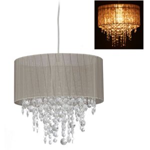 RELAXDAYS Lampadario In Cristallo, Paralume In Organza, E27, Salotto, Lampada Da Soffitto, Hxd 129x32 Cm, Grigio/argento - RELAXDAYS Lampadario In Cristallo, Paralume In Organza, E27, Salotto, Lampada Da Soffitto, Hxd 129x32 Cm, Grigio/argento -