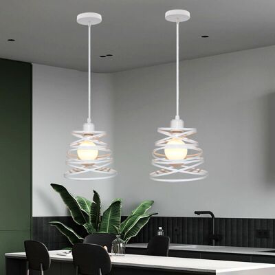 AXHUP 2 Pezzi Lampada A Sospensione Industriale E27 20cm Bianco Lampadario Paralume In Metallo Ferro Lampada Corridoio Scale Camera Da Letto AXHUP 2 Pezzi Lampada A Sospensione Industriale E27 20cm Bianco Lampadario Paralume In Metallo Ferro Lampada Corridoio Scale Camera Da Letto