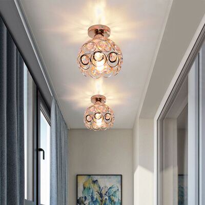 AXHUP 2x Plafoniera In Cristallo, Lampada Da Soffitto A Semi Incasso Con Ø20cm Paralume, Moderna Apparecchio Di Illuminazione Per Corridoio Cucina Isaland Camera Da Letto Scala (oro Rosa) AXHUP 2x Plafoniera In Cristallo, Lampada Da Soffitto A Semi Incasso Con Ø20cm Paralume, Moderna Apparecchio Di Illuminazione Per Corridoio Cucina Isaland Camera Da Letto Scala (oro Rosa)