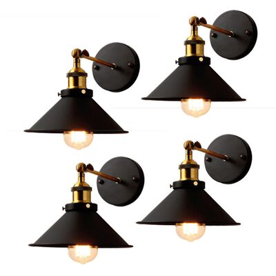 AXHUP 4x Lampada Da Parete Interni, Industriale Stile Applique Con Ø22cm Paralume, Illuminazione Da Parete Regolabile 180° Per Soggiorno Camera Da Letto Corridoio (nero) AXHUP 4x Lampada Da Parete Interni, Industriale Stile Applique Con Ø22cm Paralume, Illuminazione Da Parete Regolabile 180° Per Soggiorno Camera Da Letto Corridoio (nero)