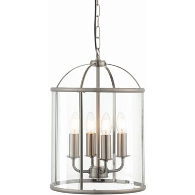 Endon Lambeth - Lampada A Sospensione A 4 Luci In Vetro Trasparente, Nichel Satinato, E14 Endon Lambeth - Lampada A Sospensione A 4 Luci In Vetro Trasparente, Nichel Satinato, E14