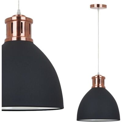 ITALUX Lola - Lampada A Sospensione Industriale E Retrò Grafite, Rame Rosso 1 Luce Con Paralume In Grafite, E27 - ITALUX Lola - Lampada A Sospensione Industriale E Retrò Grafite, Rame Rosso 1 Luce Con Paralume In Grafite, E27 -