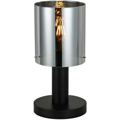 ITALUX Sardo - Lampada Da Tavolo Moderna Nera 1 Luce Con Paralume Fumè, E27 - ITALUX Sardo - Lampada Da Tavolo Moderna Nera 1 Luce Con Paralume Fumè, E27 -