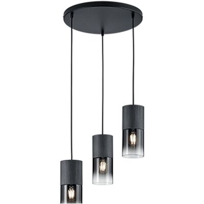 Trio - Lampada Sospensione Interno Soffitto 3 Luci Cilindri Nero Vetro Robin Gd Trio - Lampada Sospensione Interno Soffitto 3 Luci Cilindri Nero Vetro Robin Gd