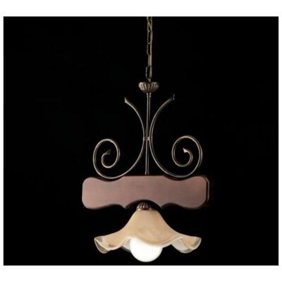 BONETTI ILLUMINA Lampadario In Legno Noce Antico E Ferro Laccato 1 Luce Acacia BONETTI ILLUMINA Lampadario In Legno Noce Antico E Ferro Laccato 1 Luce Acacia