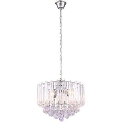 Globo Lampadario A Sospensione In Cristallo Lampada A Sospensione A Luce Di Cristallo Lustro Trasparente, Metallo Cromato, 4x Prese E14, Dxh 35x90 Cm Globo Lampadario A Sospensione In Cristallo Lampada A Sospensione A Luce Di Cristallo Lustro Trasparente, Metallo Cromato, 4x Prese E14, Dxh 35x90 Cm