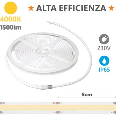 ALCAPOWER Striscia Led Professionale Hem Serie Ip65 5 Metri 15w/m 4000k Luce Naturale 1500lm/m Alta Efficienza Con Protezione Isolamento Classe Ii ALCAPOWER Striscia Led Professionale Hem Serie Ip65 5 Metri 15w/m 4000k Luce Naturale 1500lm/m Alta Efficienza Con Protezione Isolamento Classe Ii