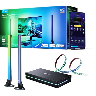 Govee AI Sync Box Kit 2 - Illuminazione intelligente - Wi-Fi/Bluetooth Govee AI Sync Box Kit 2 - Illuminazione intelligente - Wi-Fi/Bluetooth