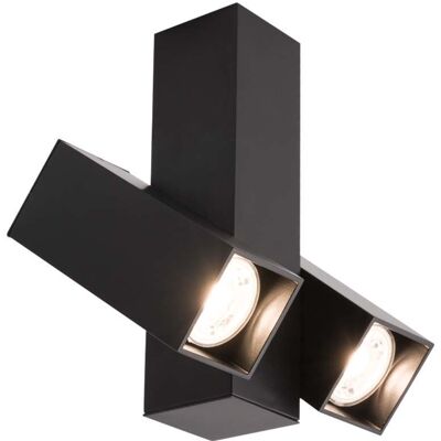 SHILO Faretto Soffitto Doppio Quadrato Nero Orientabile Gu10 SHILO Faretto Soffitto Doppio Quadrato Nero Orientabile Gu10