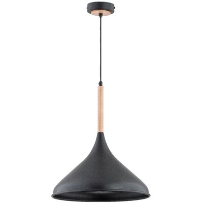 ALFA Gasolina Industrial Pendant Light 1xe27 Max 15w, Black Metal Shade With Light Wood Accents, Loft Ceiling Hanging Lamp 34.5cm H90cm, Dimmable, For Kitchen Island ALFA Gasolina Industrial Pendant Light 1xe27 Max 15w, Black Metal Shade With Light Wood Accents, Loft Ceiling Hanging Lamp 34.5cm H90cm, Dimmable, For Kitchen Island