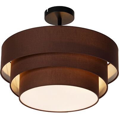 QAZQA - Lampada Da Soffitto Drum-neutron - Moderno - Plastico,acciaio,tessuto - Marrone/nero - Tondo Max. 3 X Watt QAZQA - Lampada Da Soffitto Drum-neutron - Moderno - Plastico,acciaio,tessuto - Marrone/nero - Tondo Max. 3 X Watt