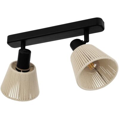 EGLO Faretti E Spot Rustico Country Seagard Acciaio Nero Tessuto Bianco 2 Luci E14 EGLO Faretti E Spot Rustico Country Seagard Acciaio Nero Tessuto Bianco 2 Luci E14