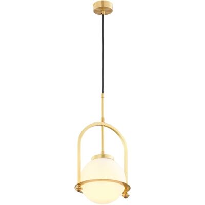 Jupiter Lampada Sospensione Loft Ottone Sfera Bianca 1xe27 Jupiter Lampada Sospensione Loft Ottone Sfera Bianca 1xe27