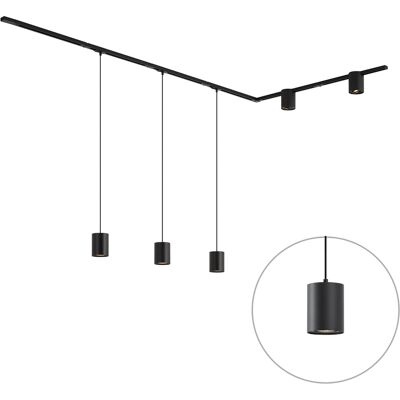 QAZQA Sistema Di Illuminazione A Binario Moderno Nero Con 3 Luci QAZQA Sistema Di Illuminazione A Binario Moderno Nero Con 3 Luci