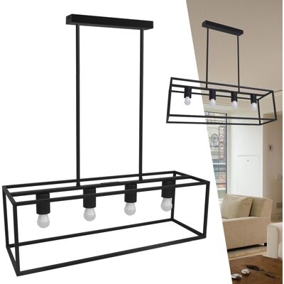 AIGOSTAR Lampadario A Sospensione 4 Luci E27 Max 160w Nero Industriale AIGOSTAR Lampadario A Sospensione 4 Luci E27 Max 160w Nero Industriale