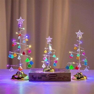 DPZO Albero Di Natale Da Tavolo, Luce Natalizia A Spirale In Metallo Con Ciondolo A Forma Di Stella, Strass, Ornamenti Per Lampada Da Scrivania Per La Decorazione Dell'ufficio, Della Stanza Di Casa (10,2 DPZO Albero Di Natale Da Tavolo, Luce Natalizia A Spirale In Metallo Con Ciondolo A Forma Di Stella, Strass, Ornamenti Per Lampada Da Scrivania Per La Decorazione Dell'ufficio, Della Stanza Di Casa (10,2