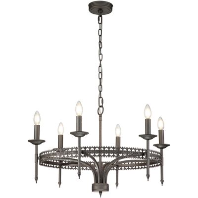 Lampadario Crown 6 luci in ferro grigio Elstead - Luce da soffitto Lampadario Crown 6 luci in ferro grigio Elstead - Luce da soffitto