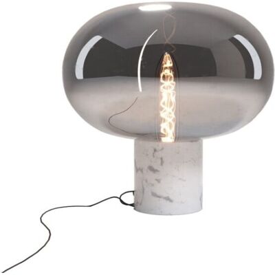 MAXLIGHT Lampada Da Tavolo Moonstone Marmo Bianco Vetro Fumé MAXLIGHT Lampada Da Tavolo Moonstone Marmo Bianco Vetro Fumé