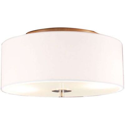QAZQA Plafoniera Con Paralume Drum - Moderno - Vetro,tessuto,acciaio - Bianco/crema - Tondo Max. 2 X Watt - QAZQA Plafoniera Con Paralume Drum - Moderno - Vetro,tessuto,acciaio - Bianco/crema - Tondo Max. 2 X Watt -