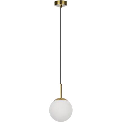 LIGHT PRESTIGE Lampada A Sospensione Minimalista, Sfera Di Vetro Bianca, Oro E Nero, 1xe14 10w, Dorado LIGHT PRESTIGE Lampada A Sospensione Minimalista, Sfera Di Vetro Bianca, Oro E Nero, 1xe14 10w, Dorado