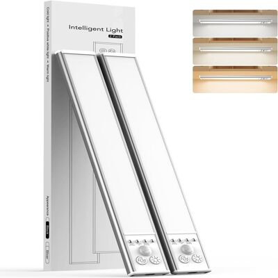 YM INTERNET Confezione Da 2 Luci Sottopensile, Ricaricabili Da 1500 Mah Con Sensore Di Movimento Per Uso Interno, 3 Temperature Di Colore, 30 Cm YM INTERNET Confezione Da 2 Luci Sottopensile, Ricaricabili Da 1500 Mah Con Sensore Di Movimento Per Uso Interno, 3 Temperature Di Colore, 30 Cm
