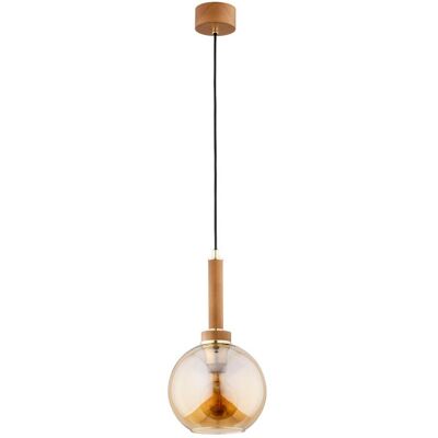 ALFA Balerina Wooden Pendant Light With Amber Glass Globe, Gold Metal Accents, 1xe27 Socket, Max 15w, Ip20 Indoor Ceiling Lamp, 20cm Shade, 90cm Drop ALFA Balerina Wooden Pendant Light With Amber Glass Globe, Gold Metal Accents, 1xe27 Socket, Max 15w, Ip20 Indoor Ceiling Lamp, 20cm Shade, 90cm Drop
