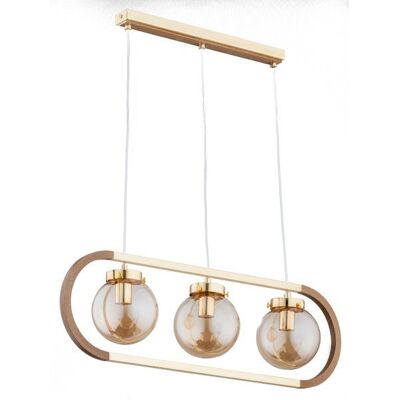 ALFA Rino Gold/brass 3-light Pendant Ceiling Lamp With Dark Wood Accents, Triple Hanging Chandelier For Dining Table & Kitchen Island, 3xe14 Max 10w, Dimmable, 80cm ALFA Rino Gold/brass 3-light Pendant Ceiling Lamp With Dark Wood Accents, Triple Hanging Chandelier For Dining Table & Kitchen Island, 3xe14 Max 10w, Dimmable, 80cm