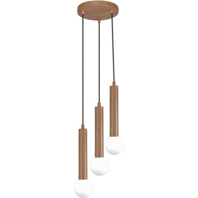 ITALUX Lampada Sospensione Rotonda Legno Chiaro 3xg9 ITALUX Lampada Sospensione Rotonda Legno Chiaro 3xg9