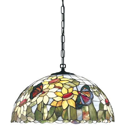 PERENZ Sunflower Sospensione 1 Luce Con Catena Tiffany Farfalle D.45cm Altezza Regolabile Attacco E27 PERENZ Sunflower Sospensione 1 Luce Con Catena Tiffany Farfalle D.45cm Altezza Regolabile Attacco E27