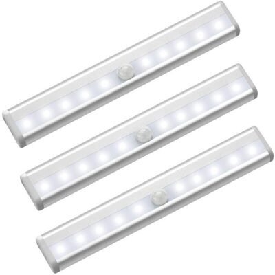SANS MARQUE Set Di 3 Luci Led Con Sensore Di Movimento Per Armadi, 10 Faretti Led Wireless, Luci Led Per Armadi, Illuminazione Led A Batteria Con Strisce Magnetiche, Luce Notturna Per Bambini, E SANS MARQUE Set Di 3 Luci Led Con Sensore Di Movimento Per Armadi, 10 Faretti Led Wireless, Luci Led Per Armadi, Illuminazione Led A Batteria Con Strisce Magnetiche, Luce Notturna Per Bambini, E