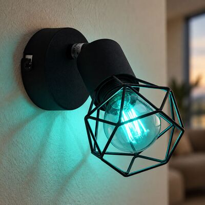 ETC-SHOP Faretto Da Parete Telecomando Faretto Gabbia Griglia Lampada Dimmerabile Nero Regolabile In Un Set Di Lampadine Led Rgb ETC-SHOP Faretto Da Parete Telecomando Faretto Gabbia Griglia Lampada Dimmerabile Nero Regolabile In Un Set Di Lampadine Led Rgb