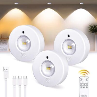 OEM 3 Faretti Led Wireless Ricaricabili, Luci Led Da 1200 Mah Per Vetrine Da Cucina, Luci Sottopensile, Autoadesivi Con Controllo Touch E Telecomando OEM 3 Faretti Led Wireless Ricaricabili, Luci Led Da 1200 Mah Per Vetrine Da Cucina, Luci Sottopensile, Autoadesivi Con Controllo Touch E Telecomando