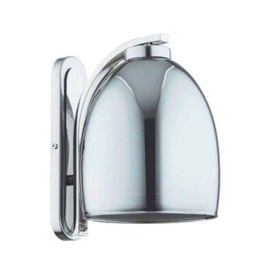ALFA Ronda Pro Chrome Loft Industrial Wall Sconce Lamp With Glass Shade, 1xe27 (max 15w) Dimmable, Ip20 Indoor Wall Light For Living Room Hallway, 27x25x17 Cm ALFA Ronda Pro Chrome Loft Industrial Wall Sconce Lamp With Glass Shade, 1xe27 (max 15w) Dimmable, Ip20 Indoor Wall Light For Living Room Hallway, 27x25x17 Cm