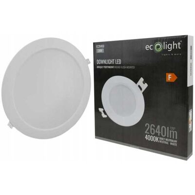 ECOLIGHT Faretto Led Da Incasso Circolare P/t 24w 4000k Bianco Dl-1 ECOLIGHT Faretto Led Da Incasso Circolare P/t 24w 4000k Bianco Dl-1