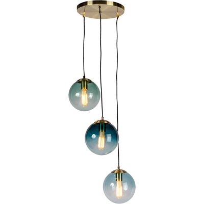 QAZQA Lampada A Sospensione Pallon - Art Déco - Vetro,acciaio - Verde/blu/ottone/oro - Sfera/oblungo Max. 3 X Watt - QAZQA Lampada A Sospensione Pallon - Art Déco - Vetro,acciaio - Verde/blu/ottone/oro - Sfera/oblungo Max. 3 X Watt -