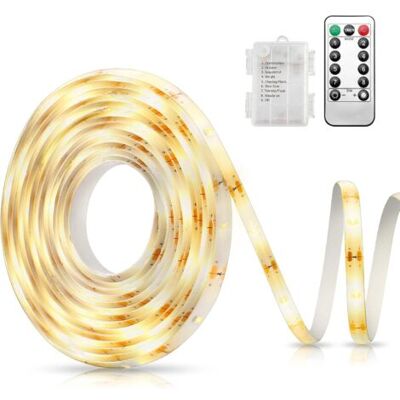 KEEMOTE Striscia Led 3m Da 180 Led, Alimentata A Batteria Con Telecomando, 8 Modalità, Autoadesiva, Impermeabile, Ideale Per Retroilluminazione Tv, Cucina, Natale, Luce Bianca Calda. KEEMOTE Striscia Led 3m Da 180 Led, Alimentata A Batteria Con Telecomando, 8 Modalità, Autoadesiva, Impermeabile, Ideale Per Retroilluminazione Tv, Cucina, Natale, Luce Bianca Calda.