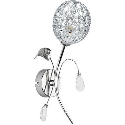 ALFA Orlean Tulip Decorative Wall Sconce Light, Chrome/silver Metal & Glass Indoor Wall Lamp, 1xe14 Socket Max 10w, Ip20, Modern Hallway Bedroom Lighting ALFA Orlean Tulip Decorative Wall Sconce Light, Chrome/silver Metal & Glass Indoor Wall Lamp, 1xe14 Socket Max 10w, Ip20, Modern Hallway Bedroom Lighting